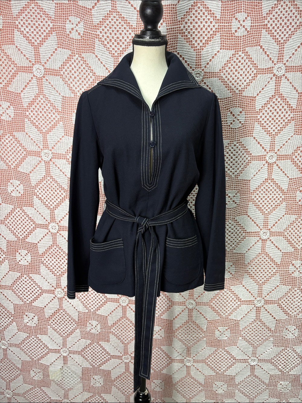 Vintage 1970s Albert Nipon Pure Virgin Wool Tunic